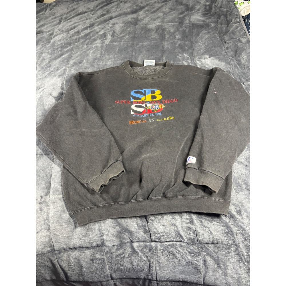 Vintage 1998 Super Bowl XXXII Sweatshirt Logo Athletic Broncos Packers Black L